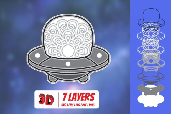 3D Flying Saucer SVG