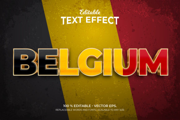 Belgium Flag Pattern 3d Text Effects