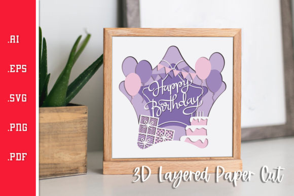 Birthday Star 3D Layered Paper Cut - SVG