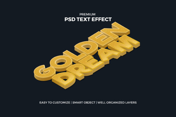 Isometric 3d Gold Text Effect
