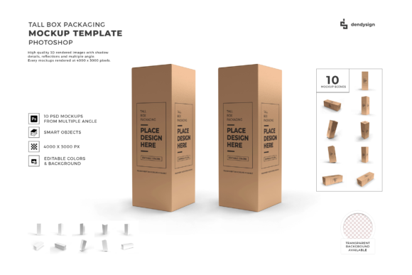 Tall Box Packaging 3D Mockup Bundle