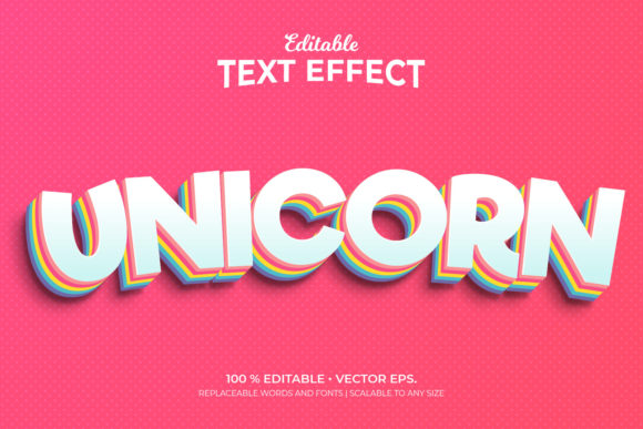 Unicorn, 3d Editable Text Effects