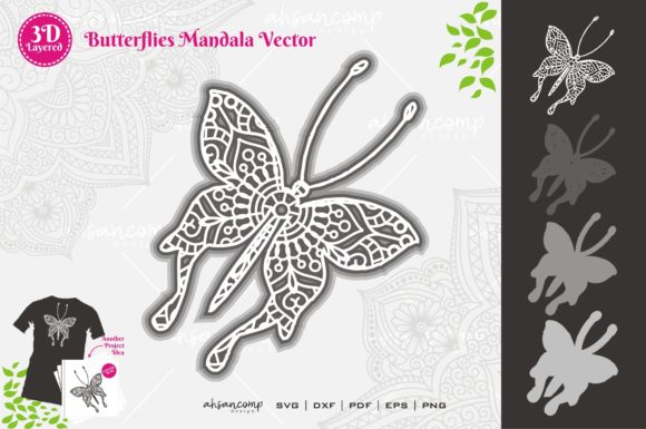 Unleash Creativity with the Butterflies 14 Mandala SVG 3D Layered Digital Download